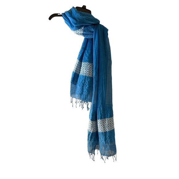 Fashion Able Scarf Handmade Lightweight Cotton Unisex Turquoise - Picture 2 of 6